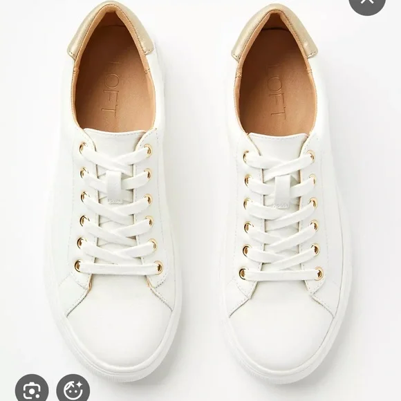 LOFT | White and Gold Sneakers - Picture 3 of 13